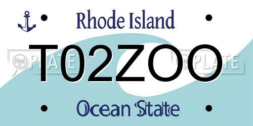T02ZOO Rhode Island License Plate