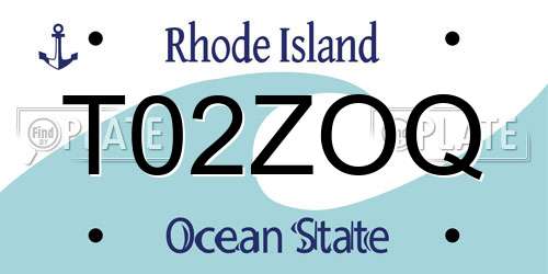 T02ZOQ Rhode Island License Plate