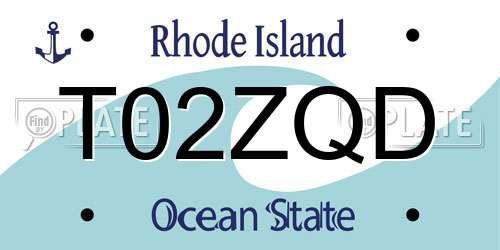 T02ZQD Rhode Island License Plate