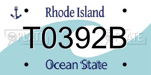 T0392B Rhode Island License Plate