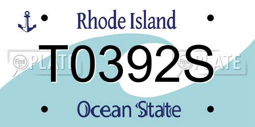 T0392S Rhode Island License Plate