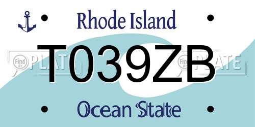 T039ZB Rhode Island License Plate