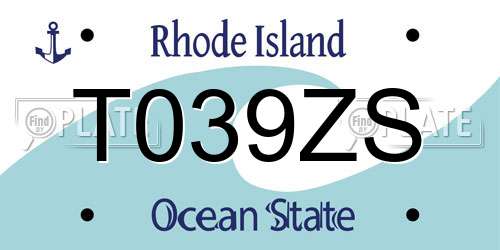 T039ZS Rhode Island License Plate