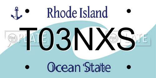 T03NXS Rhode Island License Plate
