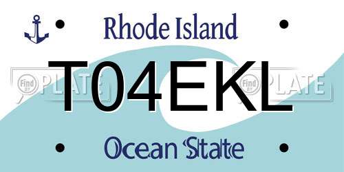 T04EKL Rhode Island License Plate