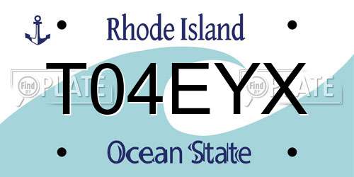 T04EYX Rhode Island License Plate