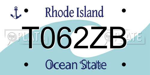 T062ZB Rhode Island License Plate