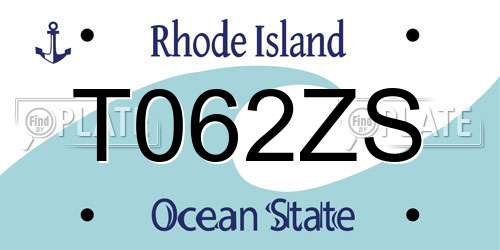 T062ZS Rhode Island License Plate