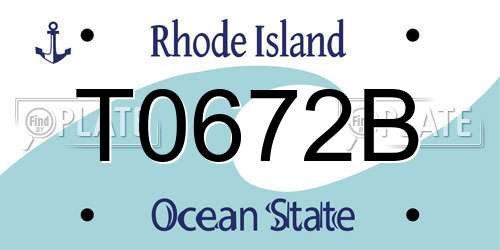 T0672B Rhode Island License Plate