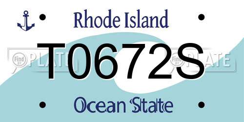 T0672S Rhode Island License Plate