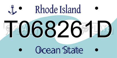 T068261D Rhode Island License Plate