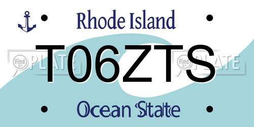 T06ZTS Rhode Island License Plate