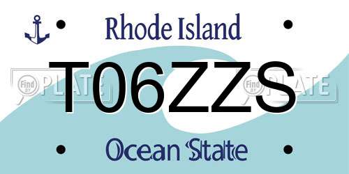 T06ZZS Rhode Island License Plate