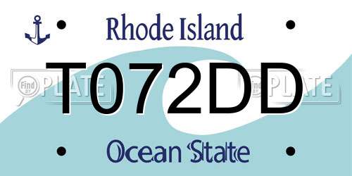 T072DD Rhode Island License Plate