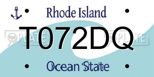 T072DQ Rhode Island License Plate