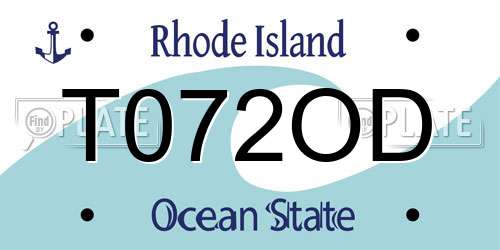 T072OD Rhode Island License Plate