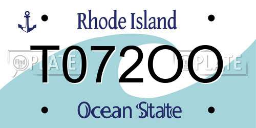 T072OO Rhode Island License Plate