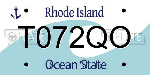 T072QO Rhode Island License Plate