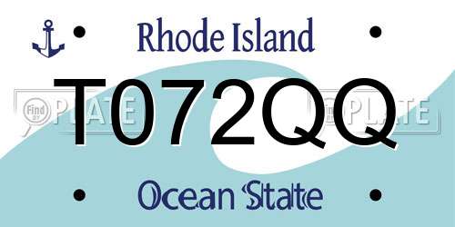 T072QQ Rhode Island License Plate