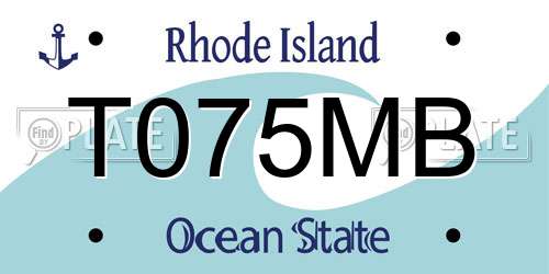 T075MB Rhode Island License Plate