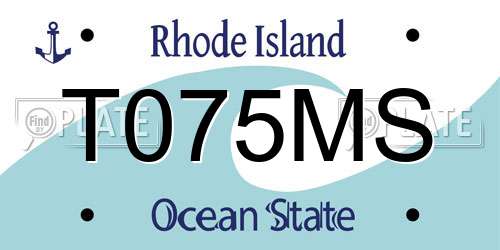 T075MS Rhode Island License Plate