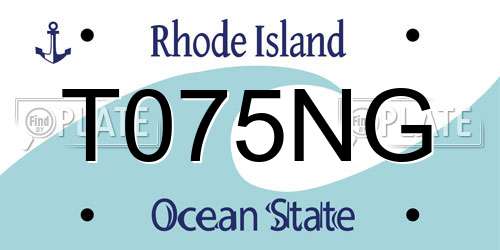 T075NG Rhode Island License Plate