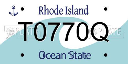 T0770Q Rhode Island License Plate