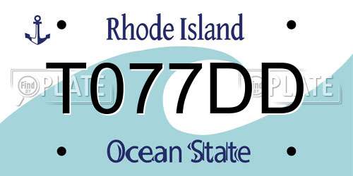 T077DD Rhode Island License Plate