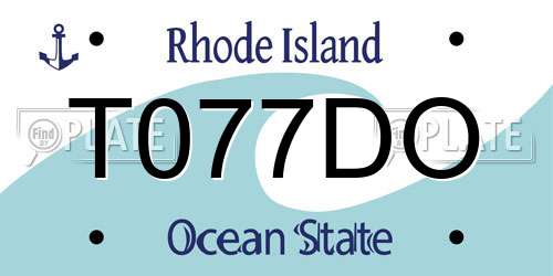 T077DO Rhode Island License Plate