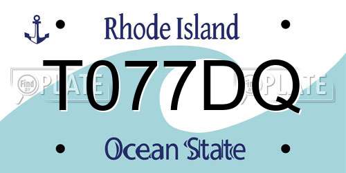 T077DQ Rhode Island License Plate