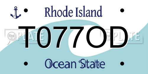 T077OD Rhode Island License Plate