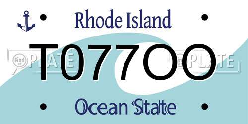 T077OO Rhode Island License Plate