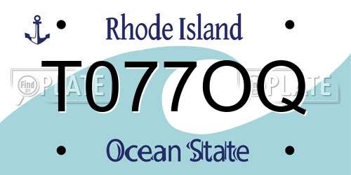 T077OQ Rhode Island License Plate