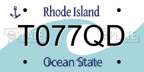 T077QD Rhode Island License Plate