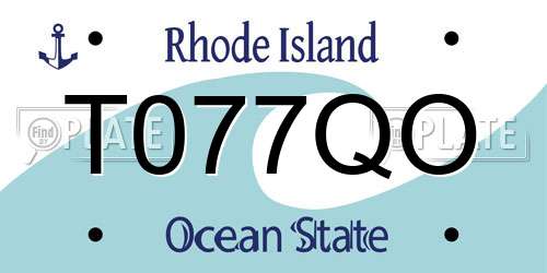 T077QO Rhode Island License Plate