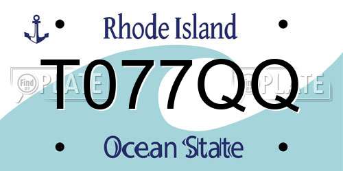 T077QQ Rhode Island License Plate