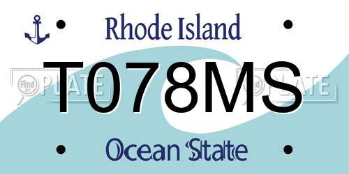 T078MS Rhode Island License Plate