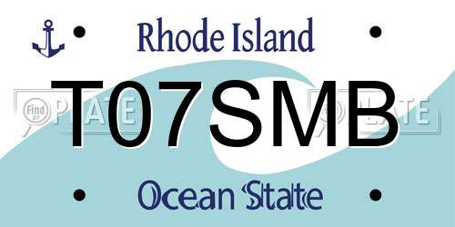 T07SMB Rhode Island License Plate