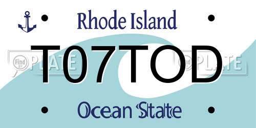 T07TOD Rhode Island License Plate