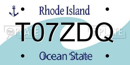 T07ZDQ Rhode Island License Plate