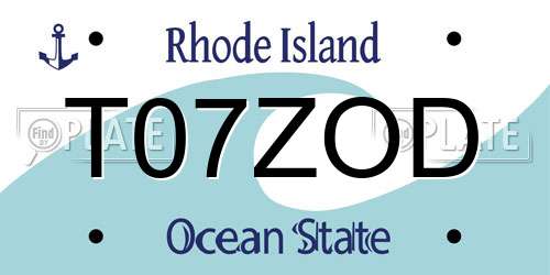 T07ZOD Rhode Island License Plate