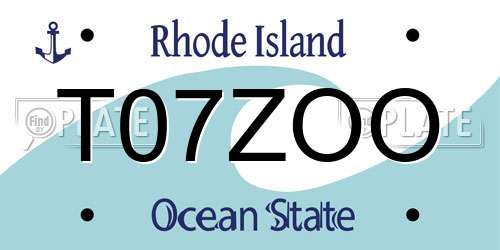 T07ZOO Rhode Island License Plate