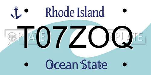 T07ZOQ Rhode Island License Plate