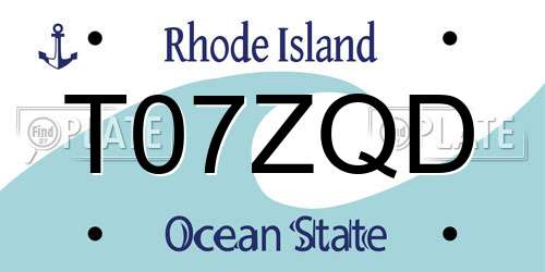 T07ZQD Rhode Island License Plate