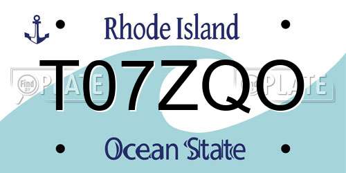 T07ZQO Rhode Island License Plate