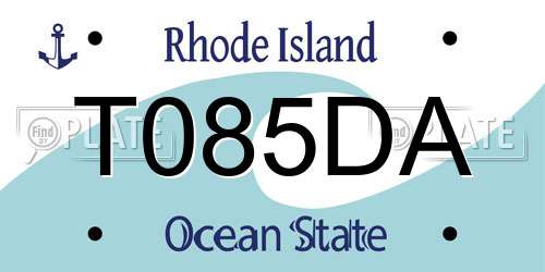 T085DA Rhode Island License Plate