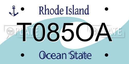 T085OA Rhode Island License Plate