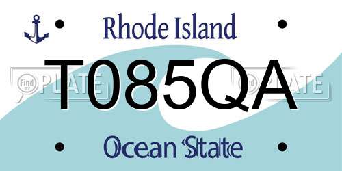T085QA Rhode Island License Plate
