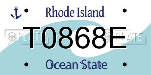 T0868E Rhode Island License Plate