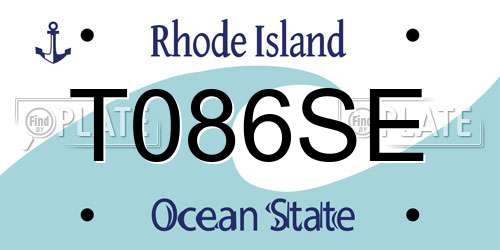 T086SE Rhode Island License Plate